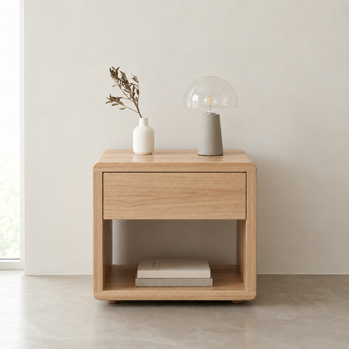 Moree Tasmania Oak Bedside Table - 1 Drawer
