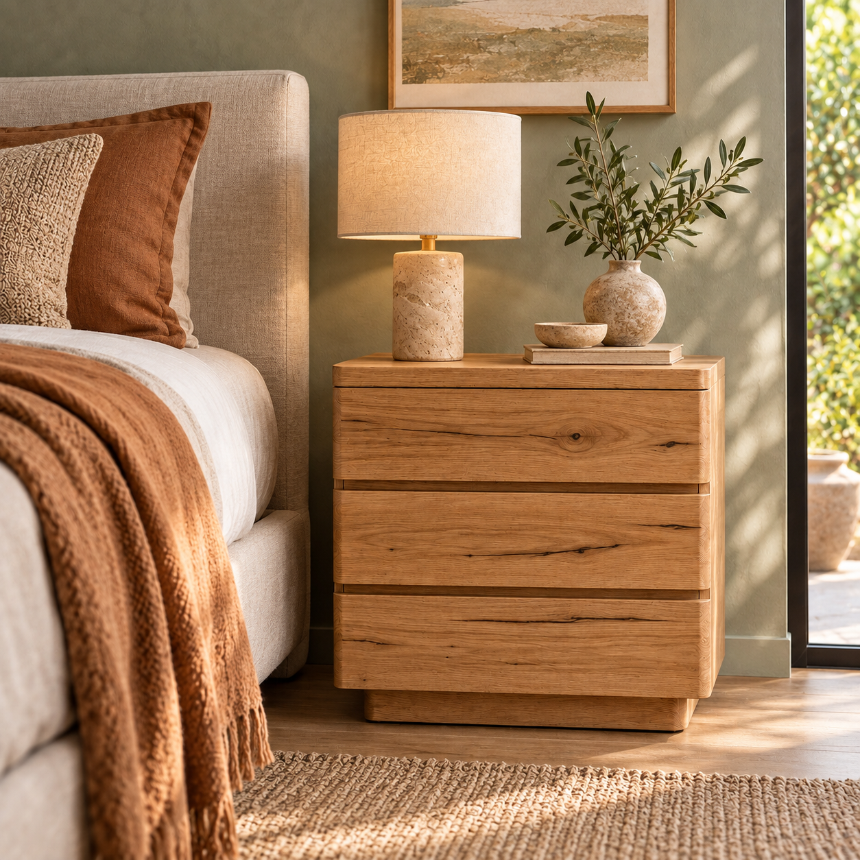 Harlow 3 Drawer Messmate Bedside Table
