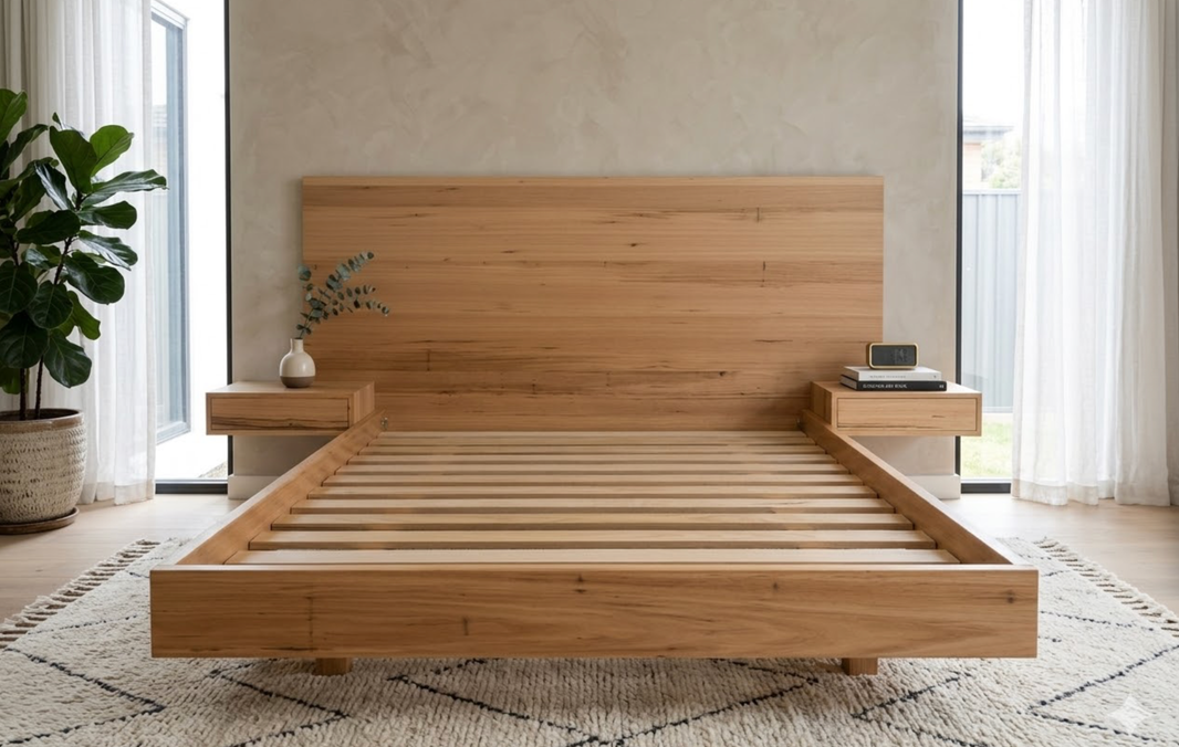 Australian Made Tina Bed Frame with 2 Bedside Tables