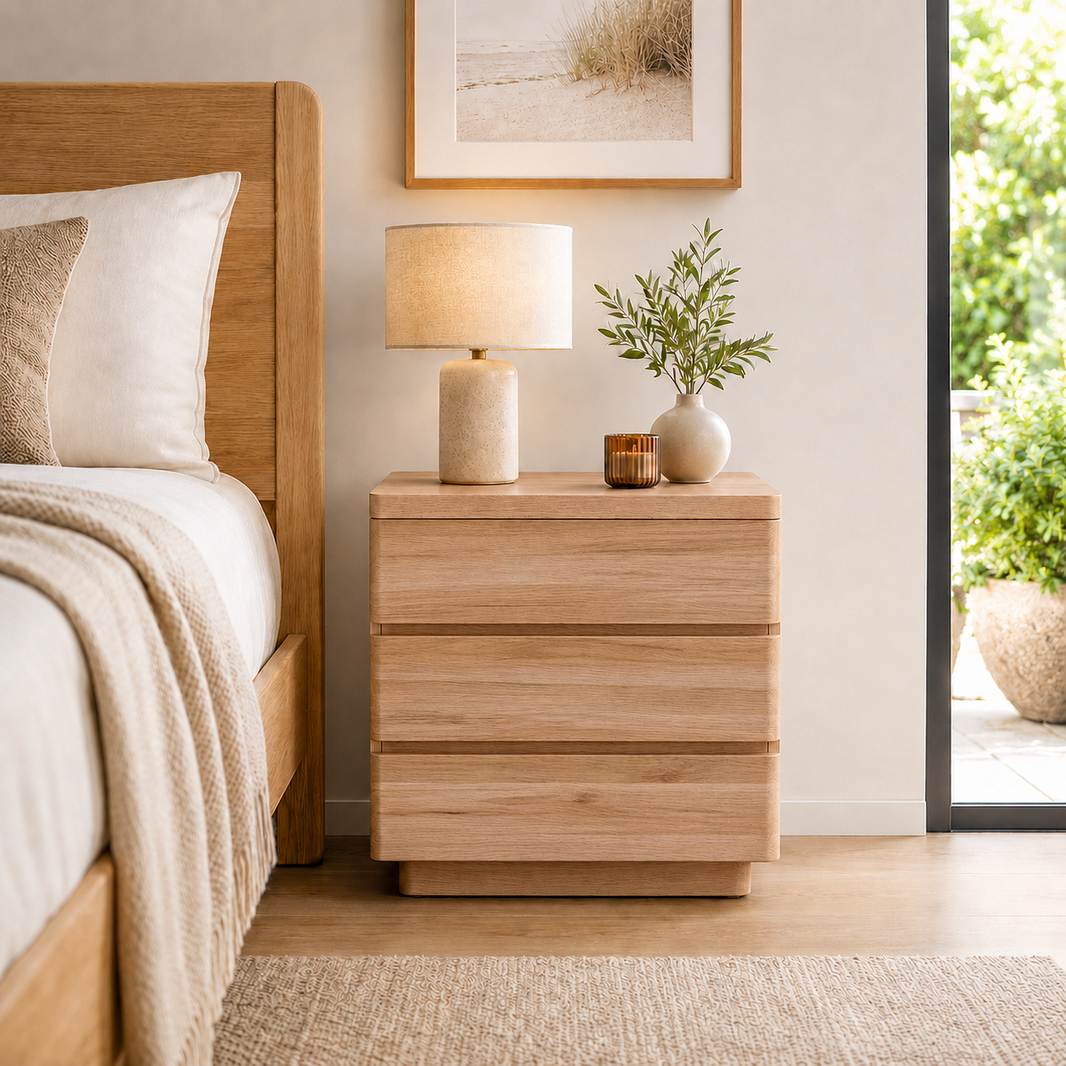 Harlow 3 Drawer Bedside Table