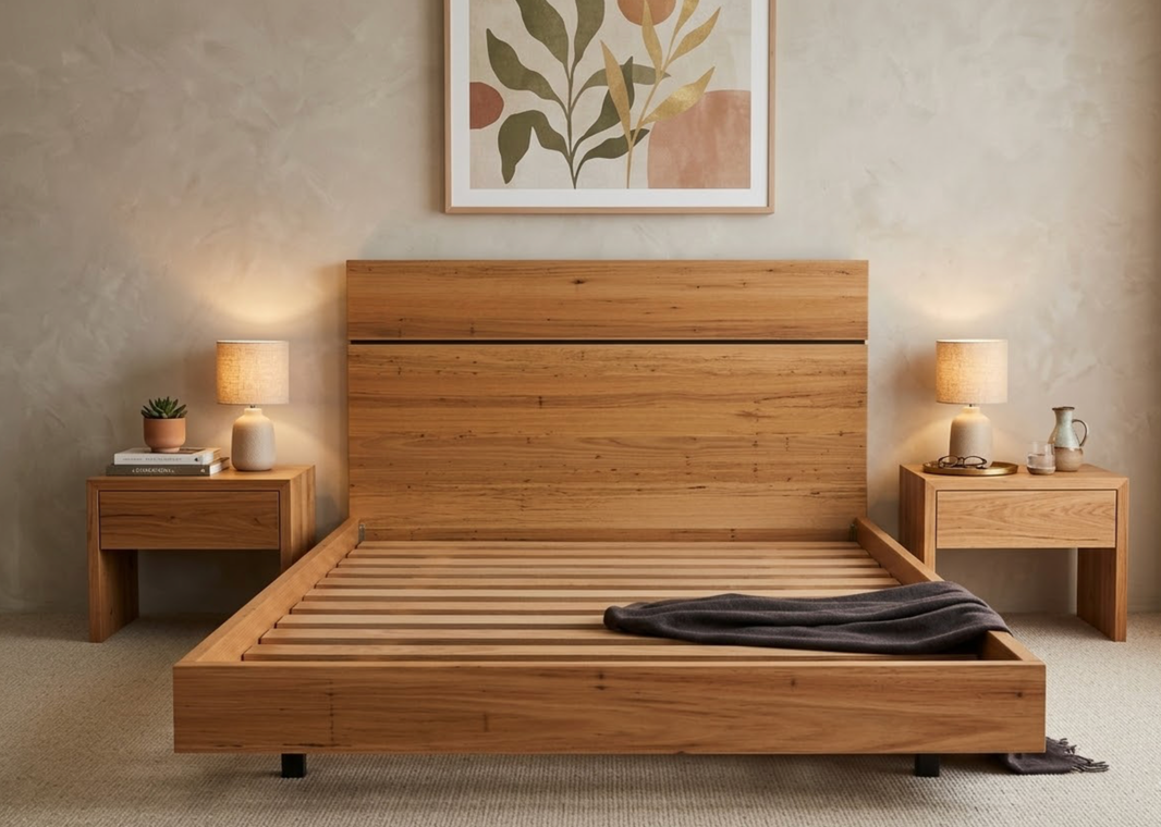 Australian Made Earthbound Messmate Floating Bed Frame