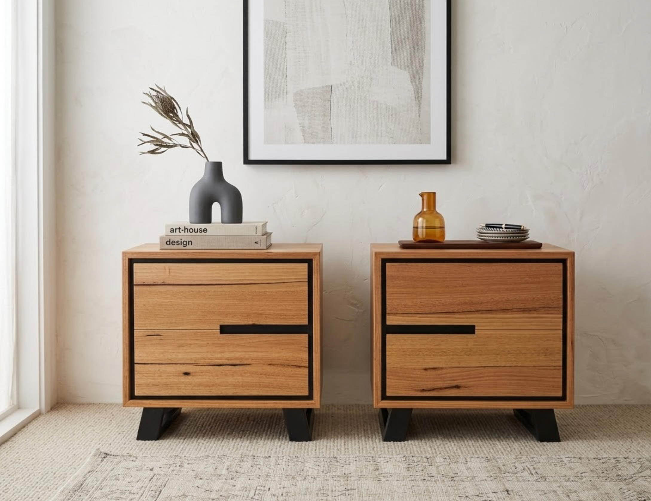 Australian Made Earthbound 2 Drawers Bedside Table