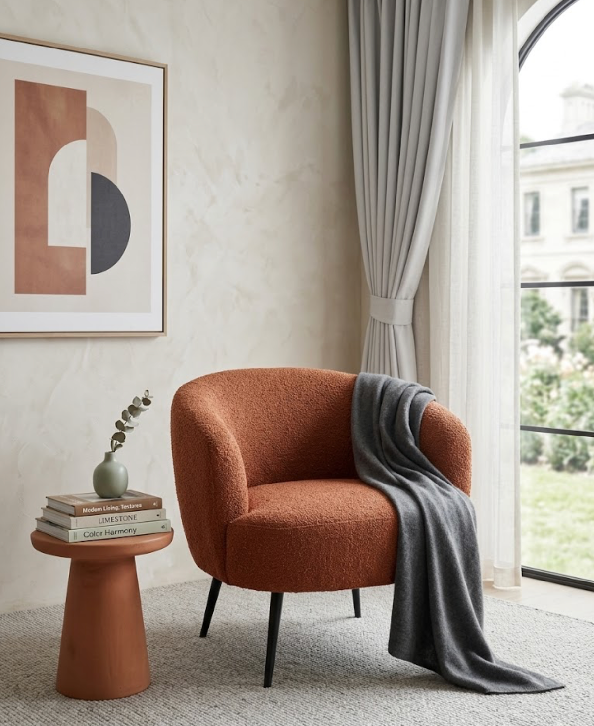 Euro Occasional Chair with Metal Black Leg - Cream